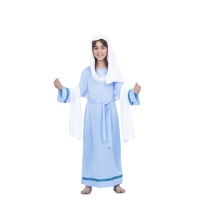 Disfraz de Virgen María con manto blanco para niña