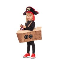 Disfraz de capitán con barco pirata infantil