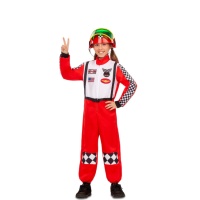 Disfraz de piloto de carreras con casco infantil