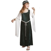 Disfraz de dama medieval verde infantil