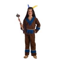Disfraz de indio marrón y azul para niño