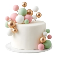 Topper para tarta de bolas rosas, verdes y doradas - 32 unidades