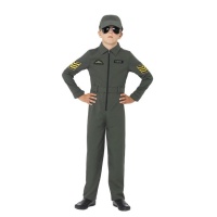Disfraz de piloto de caza infantil verde