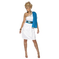 Disfraz de senador romano azul para mujer
