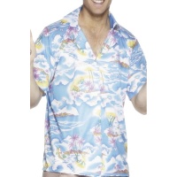 Camisa hawaiana azul para hombre