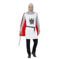 Disfraz de caballero medieval blanco con cota de malla para hombre