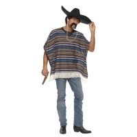 Poncho de mejicano a rayas para adulto