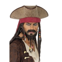Sombrero de pirata con pelo rasta - 55 cm