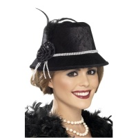 Sombrero cloché negro años 20 - 55 cm