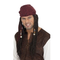 Peluca pirata con abalorios y bandana