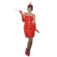 Disfraz de charleston con flecos rojo de los años 20