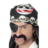Pañuelo de pirata negro con calaveras
