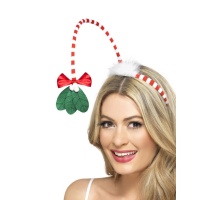 Diadema de muérdago roja y blanca