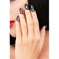 Uñas postizas de Halloween con purpurina - 12 unidades