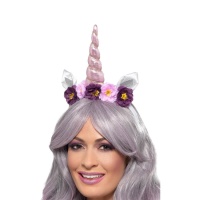 Diadema de unicornio lila con flores