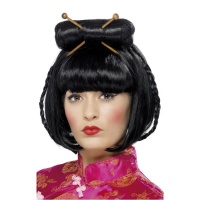 Tradineur - Peluca de geisha para mujer, fibra sintética, complemento para  disfraz japonés, oriental de carnaval, Halloween, cos