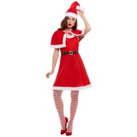 Disfraz de Mamá Noel con vestido y capa para mujer