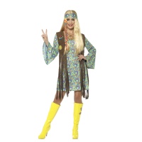 Disfraz de hippie con chaleco para mujer