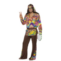 Disfraz de hippie colorido para hombre