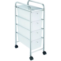 Carrito auxiliar de 80,5 x 39 x 24 cm con 4 cajones blanco