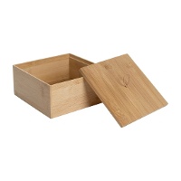 Algodonera de bambú cuadrada con tapa