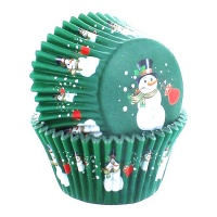 Cápsulas para cupcakes verde de muñeco de nieve con interior de aluminio - PME - 30 unidades