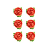 Figuras de azúcar de rosas rojas - Decora - 6 unidades