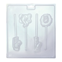 Molde de animales salvajes para chocolate de 24 x 21,5 cm - PME - 4 cavidades