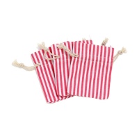 Bolsas de algodón a rayas rojas para regalo de 9 cm - 3 unidades