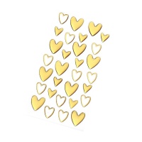 Pegatinas 3D de corazones dorados - 30 piezas