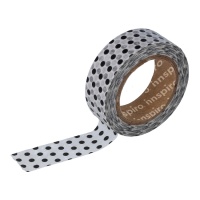 Washi tape de topos negros de 1,5 cm x 10 m