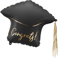Globo de birrete de graduación negro de 53 x 44 cm