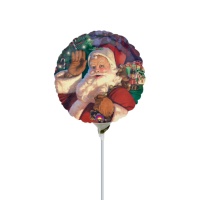 Globo hinchado con varilla redondo de Papá Noel de 16 cm - Anagram
