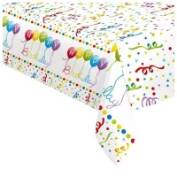 Mantel de Happy Birthday arcoíris de 1,80 x 1,20 m