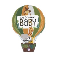 Globo de animales en globo terráqueo con mensaje de Welcome Baby de 76 cm - Grabo