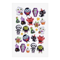 Pegatinas de Halloween figuras terroríficas con relieve - 1 hoja