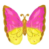 Globo de mariposa rosa y amarilla de 63 x 63 cm - Anagram