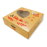 Caja para tarta decorada de corazones de San Valentín de 23 x 23 x 8 cm - Pastkolor