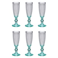 Copa de 185 ml para cava con puntos y base turquesa - 6 unidades