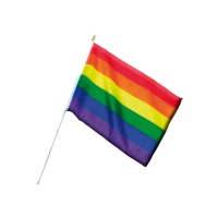 Bandera con palo de arcoíris de 20 x 15 cm