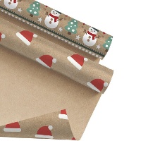 Papel de regalo de Papá Noel o muñeco de nieve de 5 x 0,70 m - 1 unidad