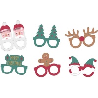Gafas de Navidad de papel - 6 unidades