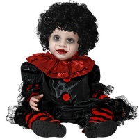 Disfraz de payaso negro y rojo bebé