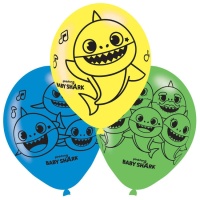 Globos de látex de Baby Shark de 27 cm - Amscan - 6 unidades