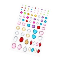 Pegatinas de cristales surtidos de colores - 1 hoja