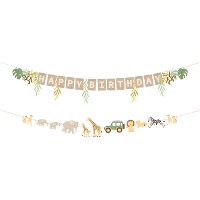 Guirnalda de Happy Birthday Safari mix de 1,80 m