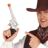 Pistola de vaquero plateada - 29 cm