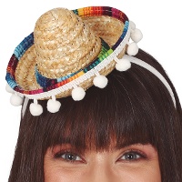Diadema con mini sombrero mejicano