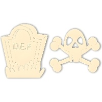 Chipboard de Lápida y calavera - Artis decor - 2 unidades