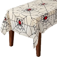 Mantel con telaraña y araña con espalda roja de 1,35 x 2,70 m